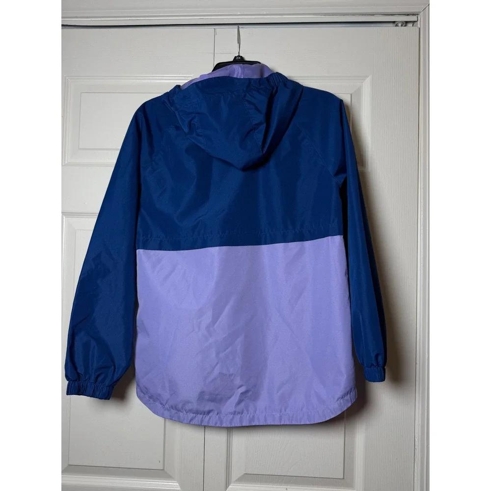 Eddie‎ Bauer Kids Blue Purple Colorblock Hooded Windbreaker Jacket L 14/16